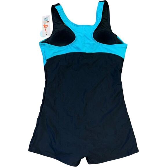 NWT My Charmo UPF 50 Conservative Black Blue Swimsuit Women’s L Beach Summer - Picture 2 of 13